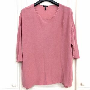 Eileen Fisher Tea Rose Organic Linen Blend Crewneck Knit Long Sleeve Sweater 2XL